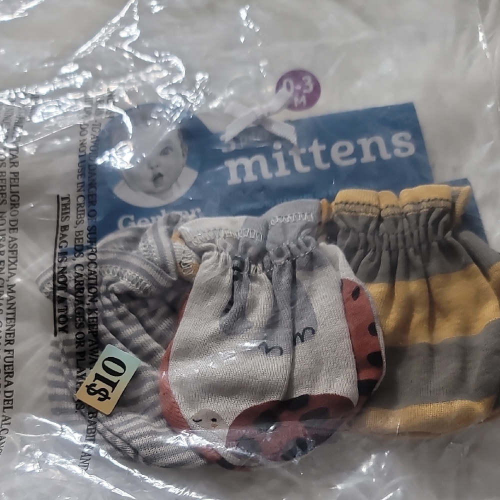 Baby Mittens Set - Gray, Red, Yellow